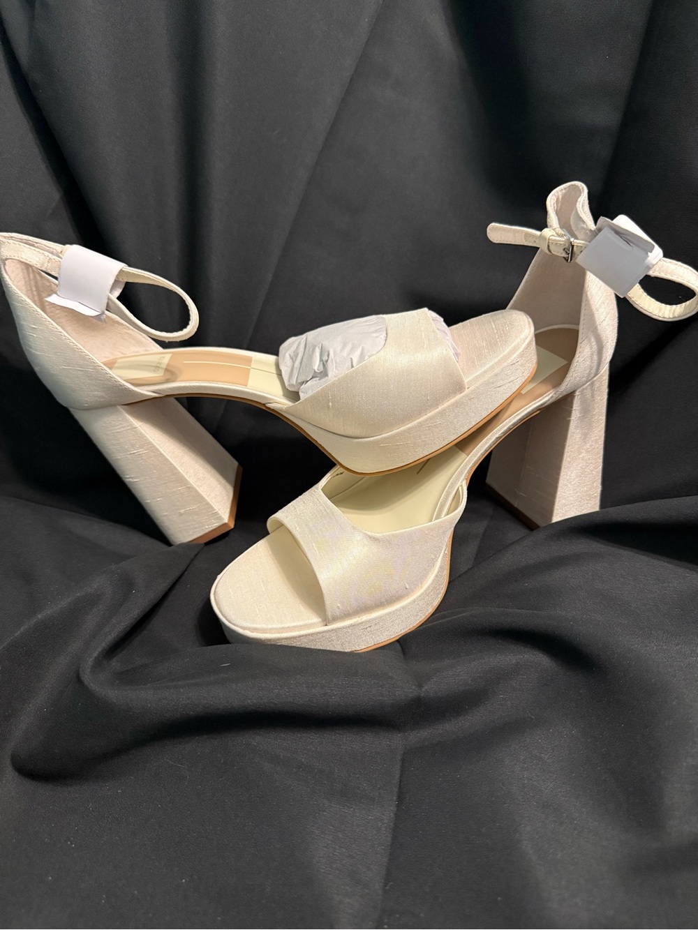 Womens Dolce Vita Off-White Block Heel Platform Sandals - Ankle Strap